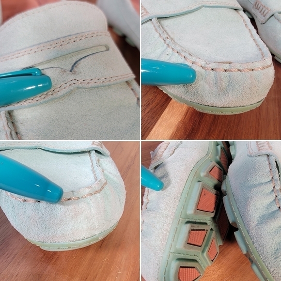 Cynthia Rowley Mint Green Suede Moccasin Driving Loafers Size 6.5 - Picture 14 of 17